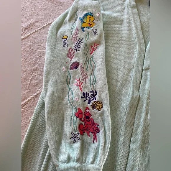 Hot Topic Mint Green Embroidered Cardigan with Multicolor Patches - Picture 5 of 5